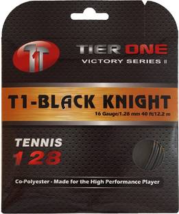 Tier One Sports Black Knight Tennis String for Tournament Player 12.2m 16g 1.28mm Black 1.28 Tennis String - 12.2 m