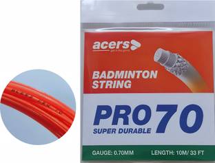 acers BadmintonRacketString_Pro70_Orange 0.7 Badminton String - 10 m