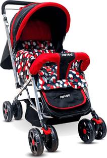 Kidsmate Jumbo Pram Cum Stroller for 0-3Years | Reversible Handlebar | Safety Harness Stroller