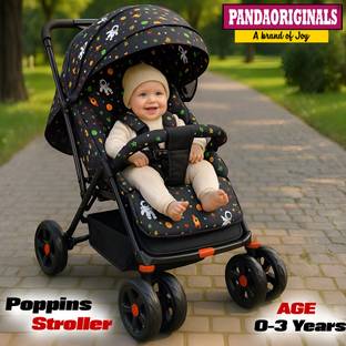 Pandaoriginals Poppins Baby Stroller Pram for 0-3 Years 5 Point Safety Harness,360°Swivel Wheel Stroller