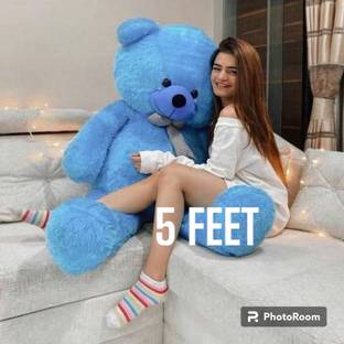 Krishna Creation Deluxe 5-Foot BLUE Fluffy Teddy Bear – Perfect for Cuddles, Love, and Giant Hugs  - 60 inch