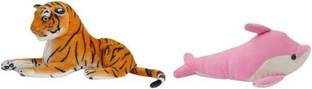 KPN New Combo of very Stylish Plush and Adorable Dolphin And Tiger Combo Of 2 For Ki  - 30 cm