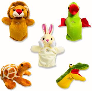 Chamantricks Plush Puppets | Lion | Parrot | Crocodile | Turtle | Rabbit | Hand Puppets  - 12 inch