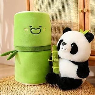 AN Teddy Cute Panda Plush Pillow Tube Bamboo Soft Stuffed Animal Funny Gifts for Kids  - 30 cm