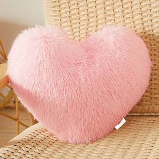 Wondershala Baby Pink fur pillow soft toy Light Pink fur cushion  - 32 cm