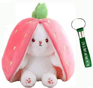 RSS SOFT TOYS Plush Toy Pillow Reversible Bunny Soft Toy For Kids With Zipper  - 30 cm