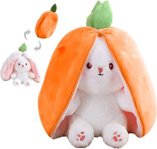 Toyingly Rabbit reversible bunny Orange fruit soft stuffed plush toy for girls zip  - 30 cm