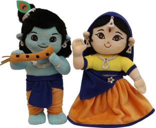 Panda's Box Lord Krishna & Radha Duo (Non-Musical) | Soft Plush Toys  - 30 cm