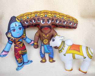 Guli Guli SHIV NANDI WITH RAVAN STUFF TOY  - 7 inch