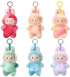 PIXNA Laabubu Plush Keychain Doll by Pop Mart Cute Bunny Suit Soft Furry Toy  - 17 cm