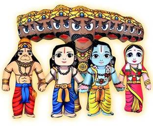 Vrindavanstore.in Ram Darbar With Ravan Soft Toy for Kids Plush Washable  - 19.1 cm