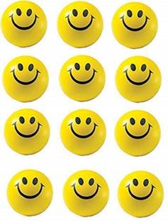 Peeplvalue Cute Funny 12 Pcs Yellow Emoji Happy Smiley Face Squeeze Sponge Balls  - 3 inch
