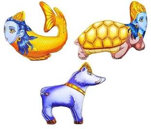 Vrindavanstore.in Set of 3 Avatar Dolls Kurma Matsya Varaha/Boar Fish Turtle Avatar Doll Soft Toy  - 4 inch