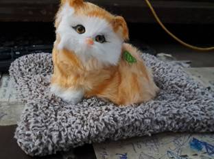 Bogenlite Cat Stuffed Animal Fur Soft Toys with Sound for Kids  - 5 cm