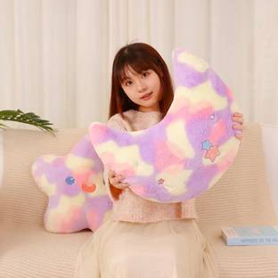 Tickles Rainbow Moon & Star Cushion Soft Plush Pillow For Kids Boys & Girls  - 20 cm