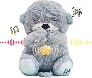 KIDOLOGY Baby Plush Toy with Music, Light & Breathing Motion, Soft Interactive Teddy Bear  - 18 cm