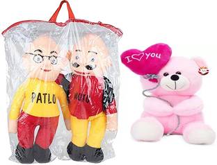 HELLOBEAR Combo of Moto Patlu and Ballon Teddy Bear Soft Toy For Kids  - 28 cm