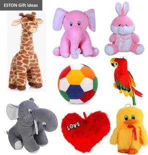 eston Combo Of ( Unicorn, Kitty, Penguin, Rabbit, Pikachu, White Elephant, Parrot, Balloon Teddy, Cap Teddy, Heart Pillow) Soft and Stuffed Toys for Birthday Gift for Girls/Wife, Boyfriend/Husband, Soft Toys Wedding/Anniversary Gift for Couple Special, Baby Toys Gift Items  - 30 cm