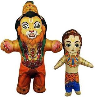 Vrindavanstore.in Lord Narsimha with bhakt Prahlad Soft and Plush Washable Toy  - 9 inch