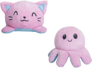 stuff tree Combo Pack of Reversible Octopus and Cat 20 cm super soft  - 20 cm