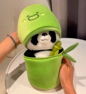 R C TRADERS Soft Stuffed Bamboo Panda Toy, Reversible Panda Toy  - 28 cm