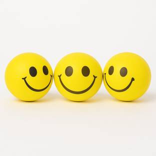 Ruhi Smiley Face Stress Relief Ball – Soft Foam – Pack of 3 (Yellow)  - 60 mm