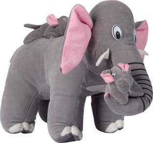 SHAN mother elephant teddy bear soft toy 38-cm - 38 cm (Grey)  - 32 cm
