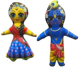 Vrindavanstore.in Radha Krishna Soft and Plush Washable Toy  - 7.5 inch