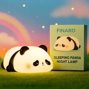 FINARO Cute Sleep Panda Night Light for Kids,Nursery 7-Color Changing LampWhite  - 6 inch