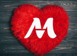 PICKKART M Letter Heart Shape Pillow  - 30 cm