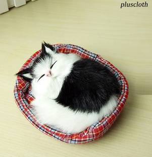 prisma collection 2 Cats Sleeping Plush Toy Car Dashboard Decorative ABS Material Showpiece  - 28 cm