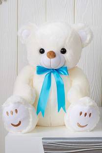 Nyaara Plush Cute Sitting Teddy Bear Soft Toys with Ribbon Bow and Foot Print  - 32 cm