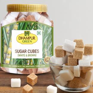 DHAMPUR GREEN Brown & White Sugar Cubes | Damerara & Cane Sugar|Healthy Substitute for Sugar Sugar