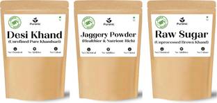 Puranic Organic Desi Khand (Combo of 3) I Organic Jaggery Powder I Raw Sugar