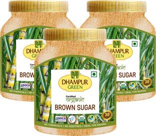DHAMPUR GREEN Organic Brown Sugar Pack Of 3 (800GM Each) With Free Gur Masala For Chai 250Gm Sugar