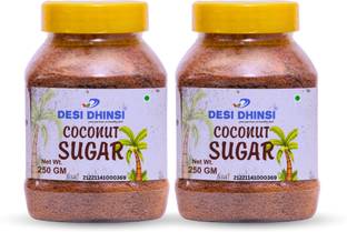 DESI DHINSI Organic Coconut Sugar, Low GI Natural & Vegan - Pack of 2 (250g Each) Sugar