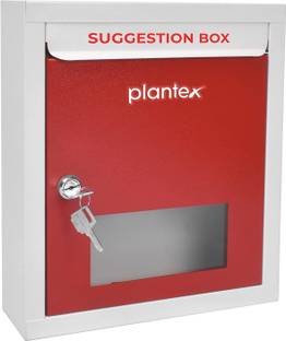 Plantex All in 1 Multipurpose Letter Box/Suggestion Box/Complaint Box/Donation Box with Lock Table Top or Wall Mount (Red & Ivory) Suggestion Box