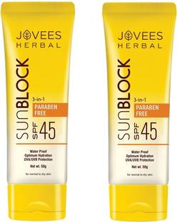 JOVEES Sunscreen - SPF 45 PA+++ Anjeer & Carrot Sunblock (Pack of 2)
