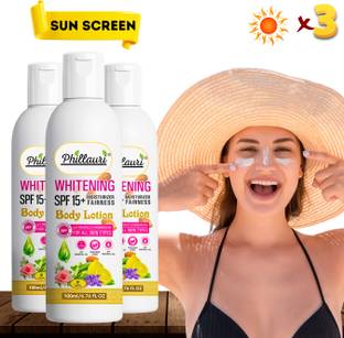 Phillauri Sunscreen - SPF 50 PA+++ Sunscreen Body Lotion SPF 15 with Turmeric & Saffron for Glowing Skin