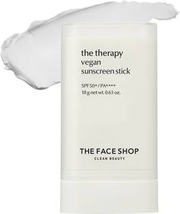 The Face Shop Sunscreen - SPF 50 PA++++ The Therapy Vegan Sunscreen Stick SPF50+ PA++++ for Broad Spectrum Protection