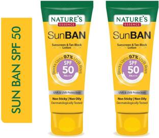 Nature's Essence Sunscreen - SPF 50 PA+++ SunBan Sunscreen - SPF 50 PA+++ 60ml × 2