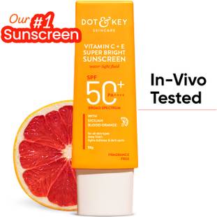 Dot & Key Sunscreen - SPF 50 PA++++ Vitamin C+E Super Bright,WaterLight, For Even Toned & Glowing Skin