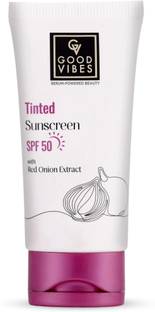GOOD VIBES Sunscreen - SPF 50 PA++++ Red Onion Tinted Sunscreen - Lightweight, No White Cast, Non Greasy