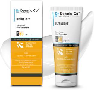 Dr Dermic Co Sunscreen - SPF 50 PA++++ Ultralight Glow Sunscreen SPF 50 with Kojic Acid & Aloe Vera – 50ml