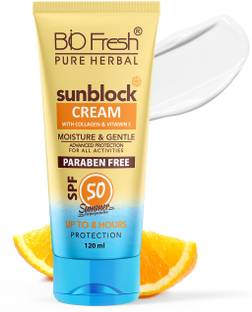 Biofresh Sunscreen - SPF 50 PA++ SunBlock Cream SPF 50 with Collagen and Vitamin-E for Men and Women