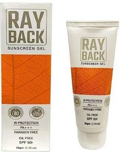 Ray Back Sunscreen - SPF 50+ PA++++ Gel With IR protection | Sunscreen With SPF 50 + | Paraben free, Oil Free | 50Gm