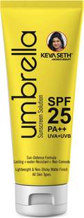 KEYA SETH AROMATHERAPY Sunscreen - SPF 50 PA+++ Umbrella Sunscreen Solution SPF 25 with PA+++ UV Protection, Sweat Resistant Formula Oil Control Enriched with Pure Essential Oil wheatgerm & Almond.
