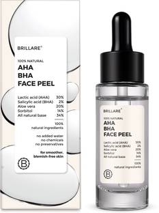 BRILLARE Sunscreen 30% AHA 2% BHA Face Peel Solution, Acne Prone Skin, Salicylic Acid & Aloe Vera