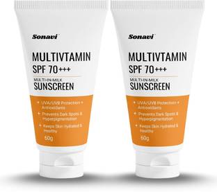 Sonavi Sunscreen - SPF 50 SPF 70+++ Sunscreen for Face & Body | Anti-Tan Formula