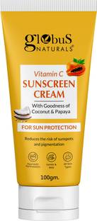 Globus Naturals Sunscreen Vitamin C Cream with Goodness of Coconut & Papaya For All Skin Type